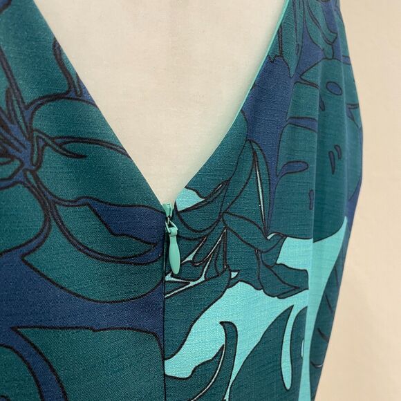 ~ Pink Martini Med Blue Green Tropical A-Line Sleeveless Lined Dress* - Pockets! - Picture 10 of 16